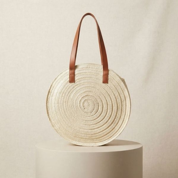 Bolso Redondo Mimbre Paja 40 cms varios colores - Imagen 6
