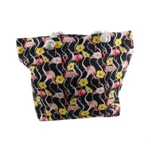 Bolsa Playa Grande Flamencos Negra Cuerda