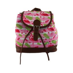 Mochila Rosa Flamencos Hojas