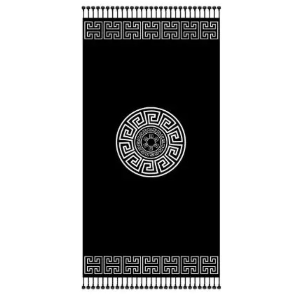 1 Fouta negro circulo. Fouta toalla de playa pareo negro circulo 1 unidad