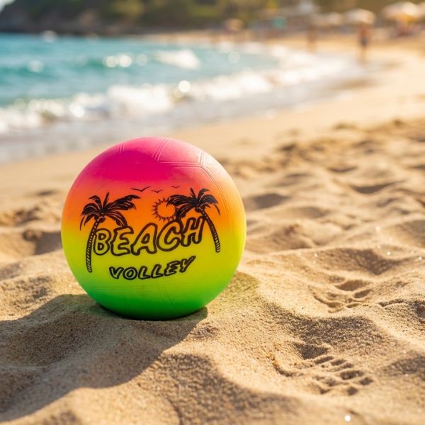 Pelota de Voley Playa Neón con Palmeras (16 cm) – Ideal Piscina y Jardín - Imagen 2