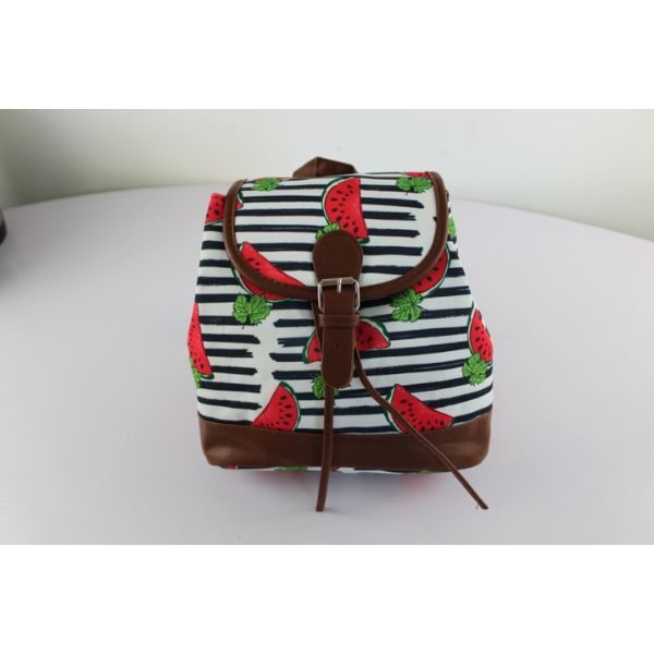 Mochila Casual Estampado Sandías y Rayas Marineras | Bolso Pequeño 26x27 cm - Imagen 4