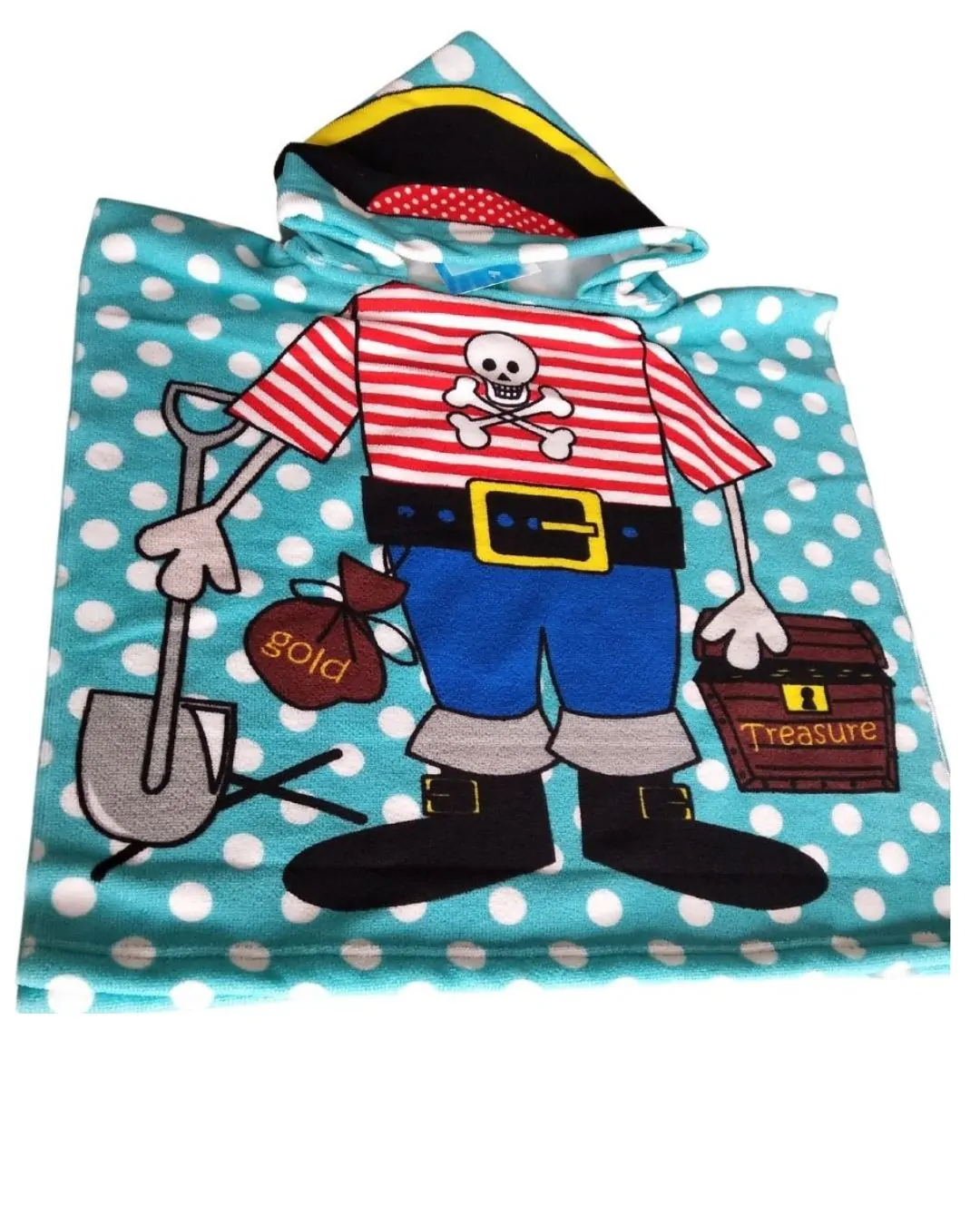 Toalla de playa con capucha poncho de pirata.
