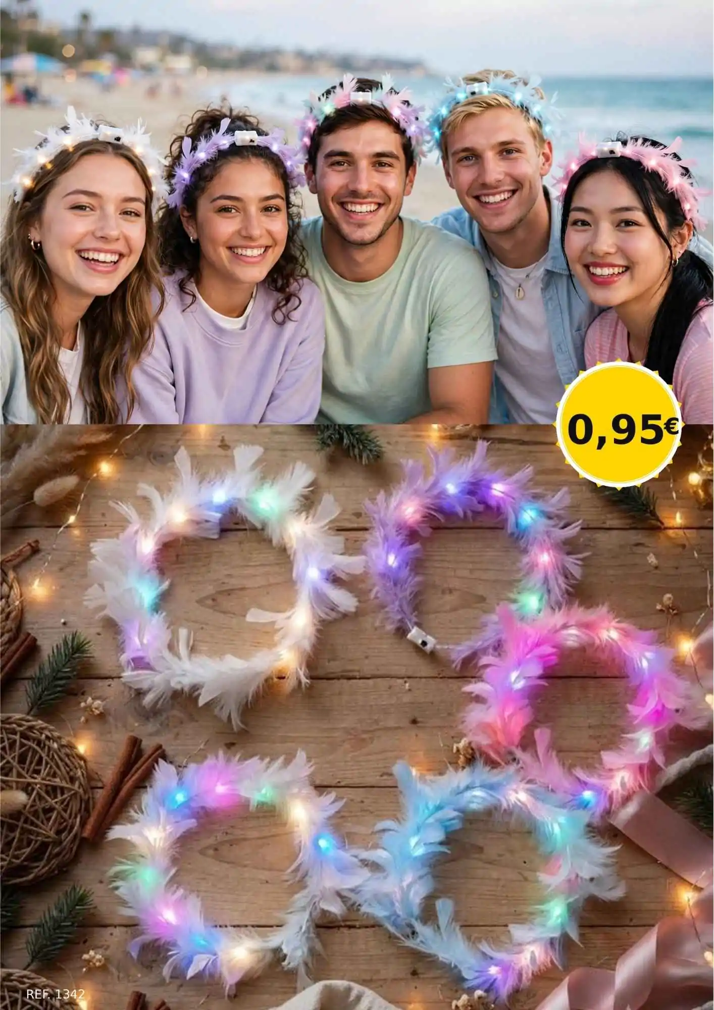 Diadema LED de Plumas